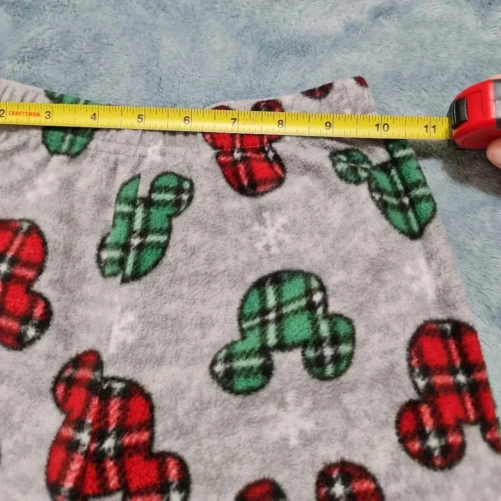 Disney Mickey Mouse Pajama Pants Child's 4 Fleece Gray Red Green Plaid